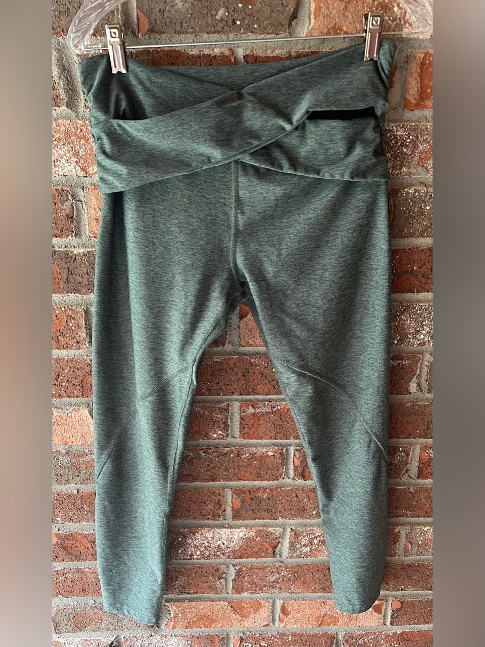 Free People FP Movement Criss Cross Waist Leggings heathered dark green